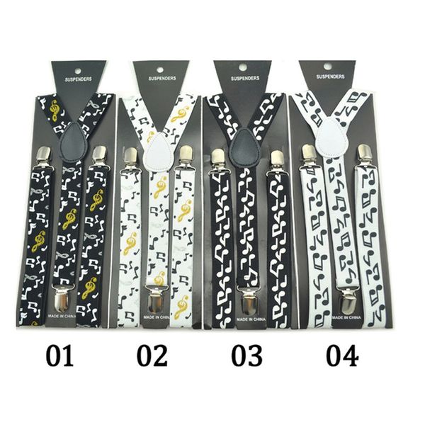 

size 2.5cm * 100cm music notes printed suspenders, Black;white
