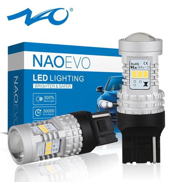 

nao t20 led 7440 bulb red w21w light bulbs for auto brake turn amber white 12v 14pcs 3020 smd chip car led bulb drl super bright