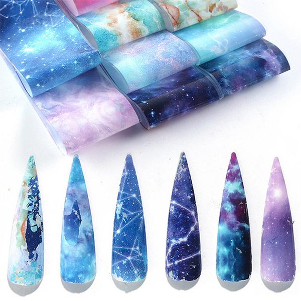 

new style 10 colors/set of night sky galaxy nail art starry paper marble starry sky transfer paper stickers nail sticker, Black