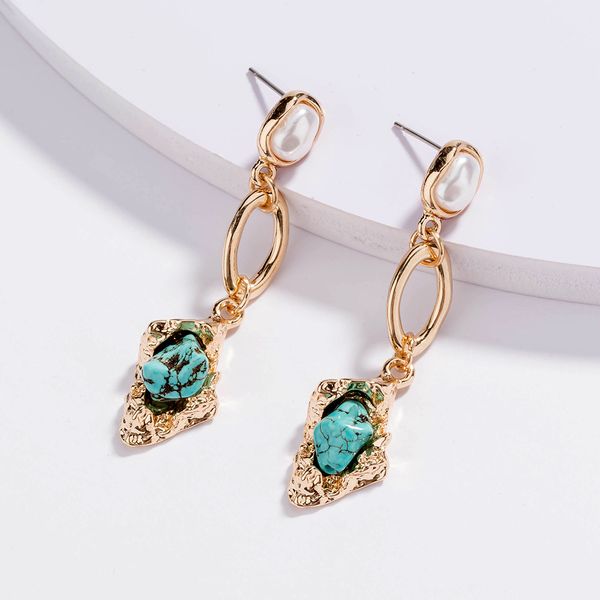 

trendy irregular pearl pendant drop earrings for women fashion natural stone charm statement jewelry wedding tassel earrings female, Silver