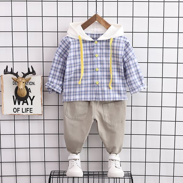 

spring autumn boy suit children handsome korean sports suit hooded pants two-piece fashion toddler boys clothes, White