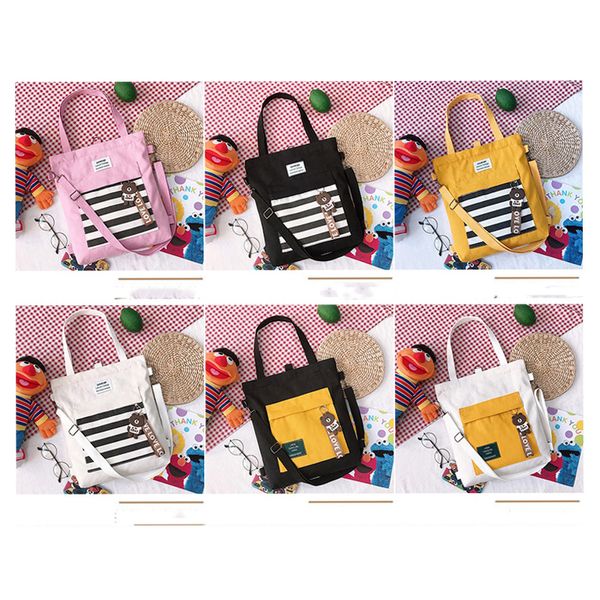 

girl striped canvas design handbags backpack zipper one shoulder bags large capacity travel storage bags shopping casual korean vt1312