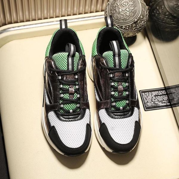 

fashion classic mens shoes b22 calfskin sneaker lace -up lightweight casual comfortable sports men luxury shoes zapatos de moda para hombre, Black