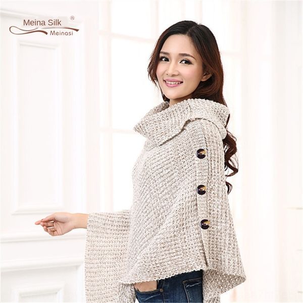 

2020 new women's decorative plaid knitted 2020 new women's decorative warm cloak plaid warm cloak shawl knitted shawl, Blue;gray