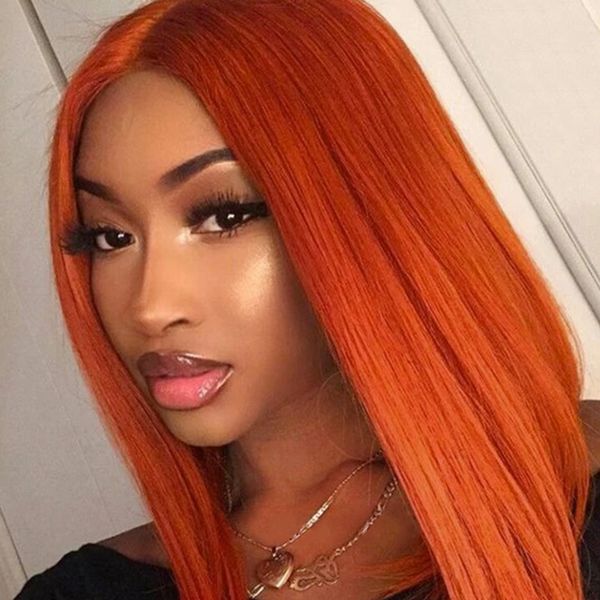 

orange human hair bob wigs brazilian straight colored human hair wigs remy short ombre bob lace front wigs for black women