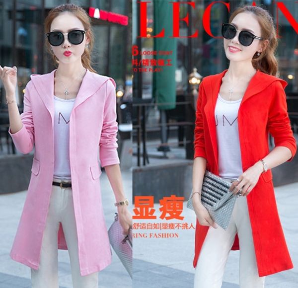 

mid-length trench thin cloak windbreaker coat cardigan autumn new women's casual all-match slim-fit long-sleeved cape coat, Tan;black