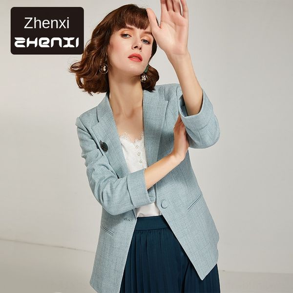 

zhenzhen jacket 2020 spring new commuter ol one button suit coat waist lapel long-sleeved suit jacket c8059, White;black