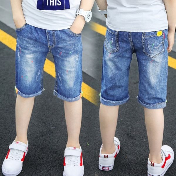 

boys' denim pants 2019 denim capri pants students' casual sports children's wear and jeans children's wear jeans, Blue