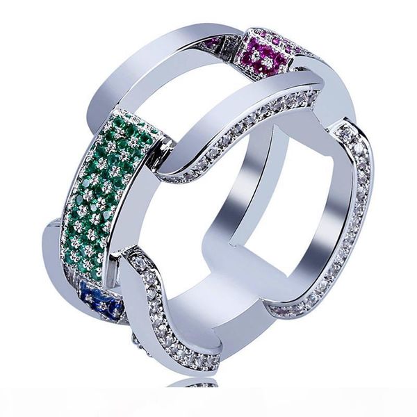 

bling cubic zirconia hip hop mens rings iced out silver plated hiphop jewelry men gold rings, Golden;silver