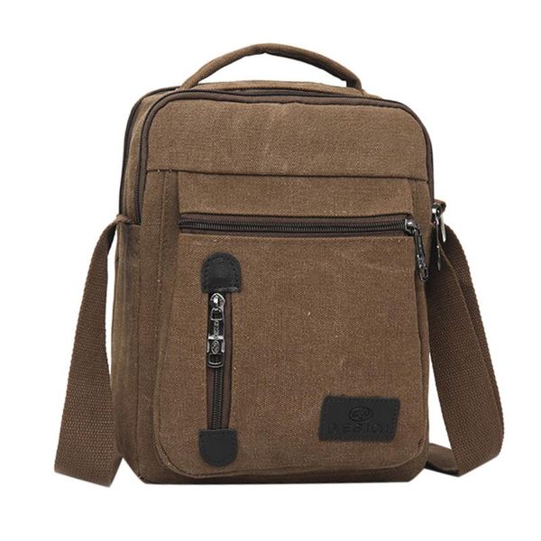 

men's fashion canvas solid color casual business shoulder bag retro design mini small luxury designer zipper messenger bags