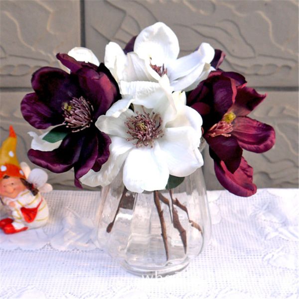 

wedding flower vintage orchid magnolia silk artificial flowers bride bouquet office table home l wall decoration flores