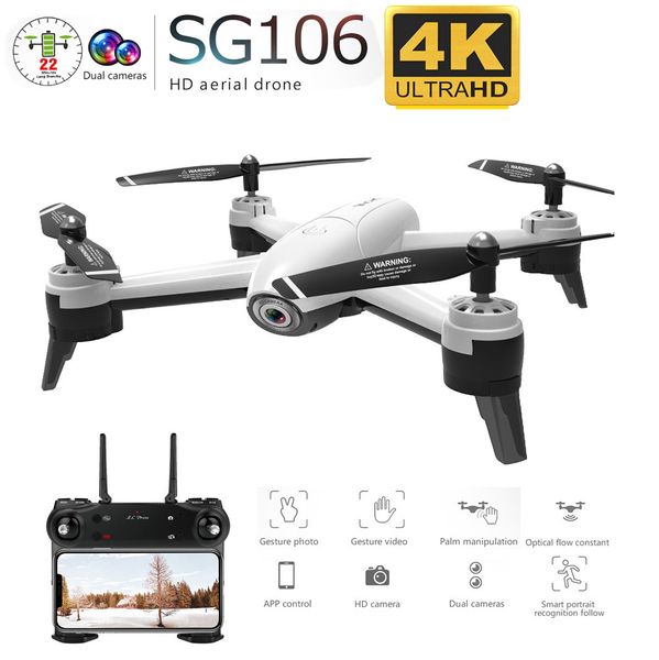 

sg106 wifi rc drone 4k 1080p 720p hd dual camera optical flow aerial quadcopter fpv drone long battery life toys for kids vs s167 xs816