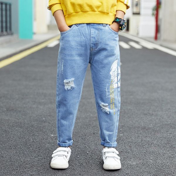 

2020 весна лето джинсы новые простые и стильные классические средние и крупные детские джинсы, Blue