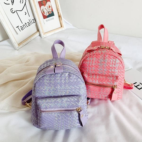 

mgsde korean children's summer 2020 new simple all-match parent-child fashionable boys' and girls' woven woven backpack shoul