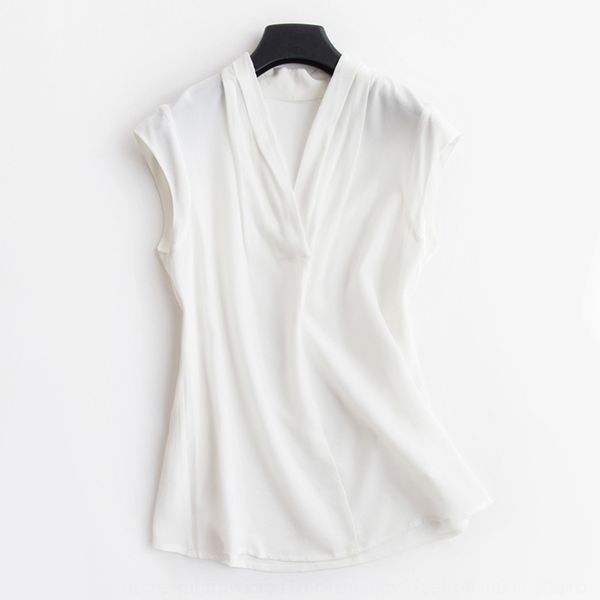 

women's silk large size summer new sleeveless solid t- shirt color t-shirt short loose top, White