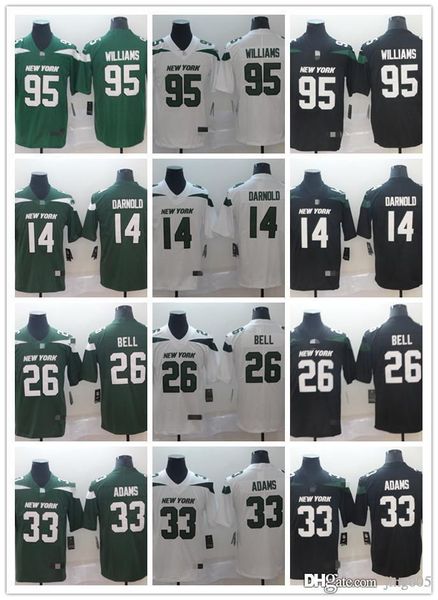 

men women youth new york jets 26 le'veon bell 33 jamal adams 14 sam darnold 95 leonard williams 57 c.j. mosley football jer, Black;red