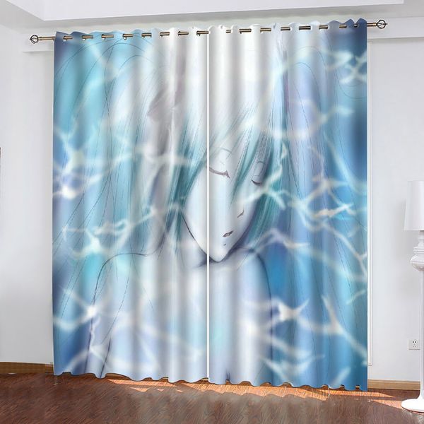 

3d curtains blackout for living room kids bedroom fabric blue comic portrait modern home decoration