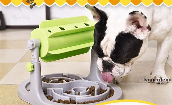 

cat dog food bowl toys slow food drum-type slow feeder adjustable pet food bowl set pet supplies for cat/dog iqtraining toys a07