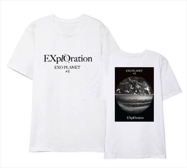 

kpop exo planet 5 exploration concert same earth printing t shirt summer style black white o neck short sleeve polyester t
