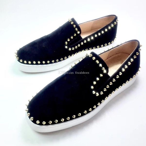 

black velvet spike sock shoes red bottoms sneakers men casual shoes women shoe flat leather sneakers slip-on red sole vintage chaussures
