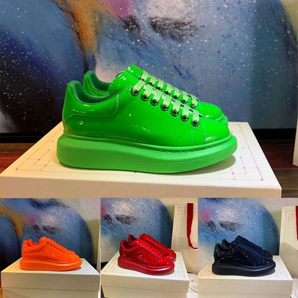 

2020 new mens casual shoes womens laser velvet leather trainers oversized sneakers espadrilles platform shoe flat chaussures with box 34-46, Black