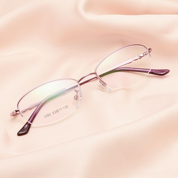 

women's steel plate myopia metal large half frame glasses women's myopia glasses frame 5202, Silver