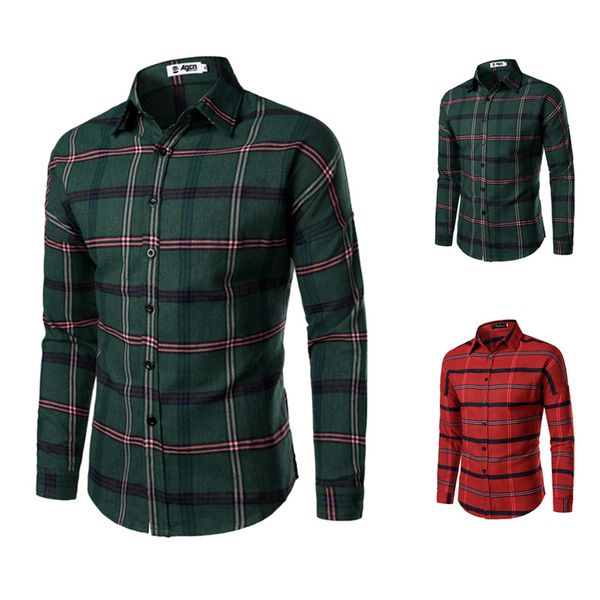 

plaid shirt 2020 men shirts fashion chemise homme mens shirts long sleeve shirt spring autumn men blouse, White;black