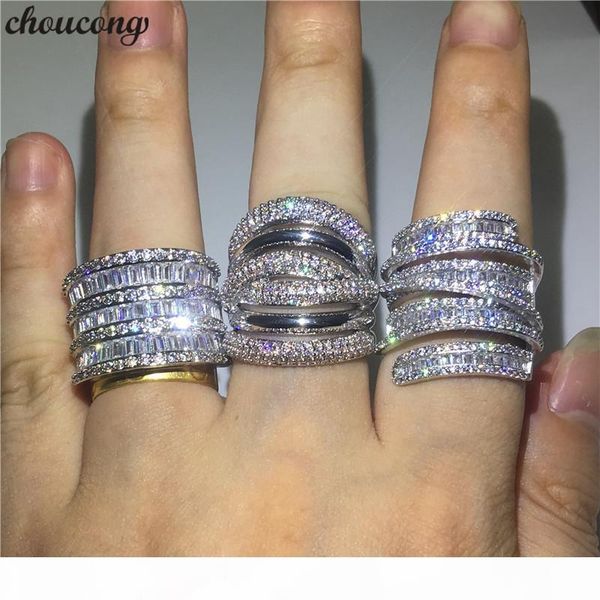 

choucong 3 стилей big promise ring 925 silver diamond обручальное обручальное кольцо кольцо для женщин мужчин пальца ювелирных изделий, Slivery;golden