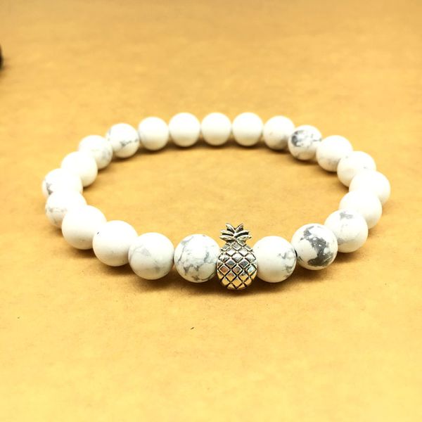 

ручной выветривание агат камень белый бирюзовый матовый будда ананаса бисер браслет натуральный камень браслеты оптовая для любовника ювелир, Black