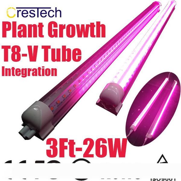 

25pcs led grow light t8 v-shaped integration tube full spectrum for medical plants and bloom fruit pink color