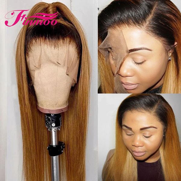 

straight 1b/27 ombre lace front human hair wigs for women brown 360 lace frontal wig colored human hair wigs peruvian remy 150%, Black