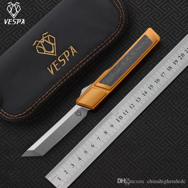 

High quality VESPA Ripper folding Knife Blade:D2(Satin) Handle:7075Aluminum + CF,Outdoor camping survival knives EDC tools