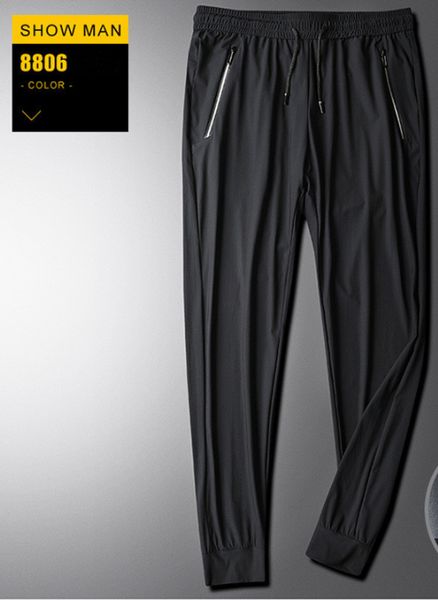 

summer casual pants men's loose and quick-drying stretch large size sports pants ice silk, Black