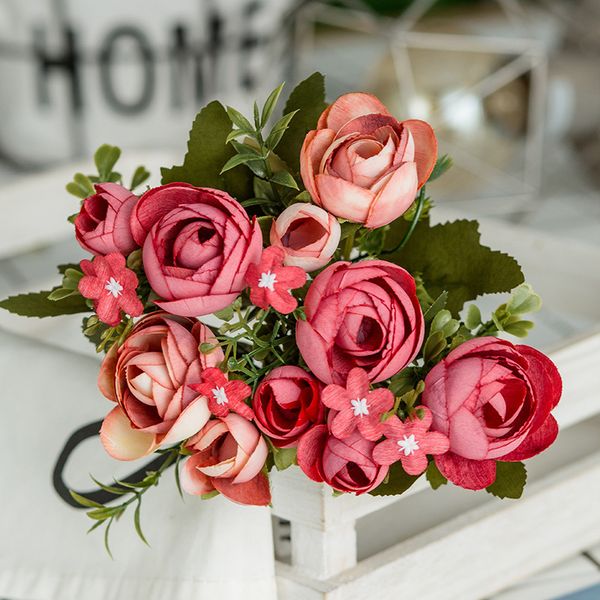 

10head rose artificial silk flower bouquet home l decoration fake flower wedding bride holding floral party wedding