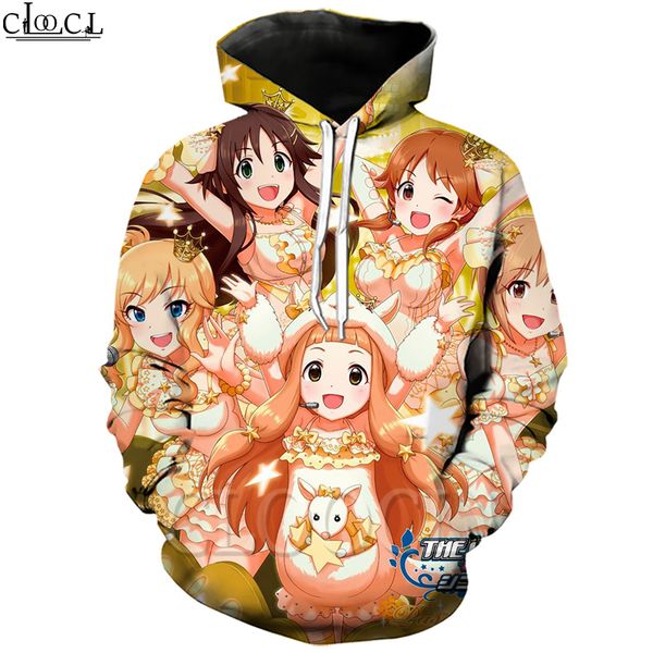 

cloocl anime the idol master cinderella hoodies women men harajuku sweatshirts 3d print casual hip hop hoodie streetwear, Black