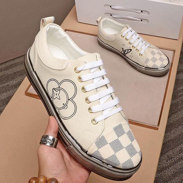 

2020e luxury design mens fashion printed leather rubber sole sneakers wild breathable me's casual shoes me's banquet shoes size: 3, Black