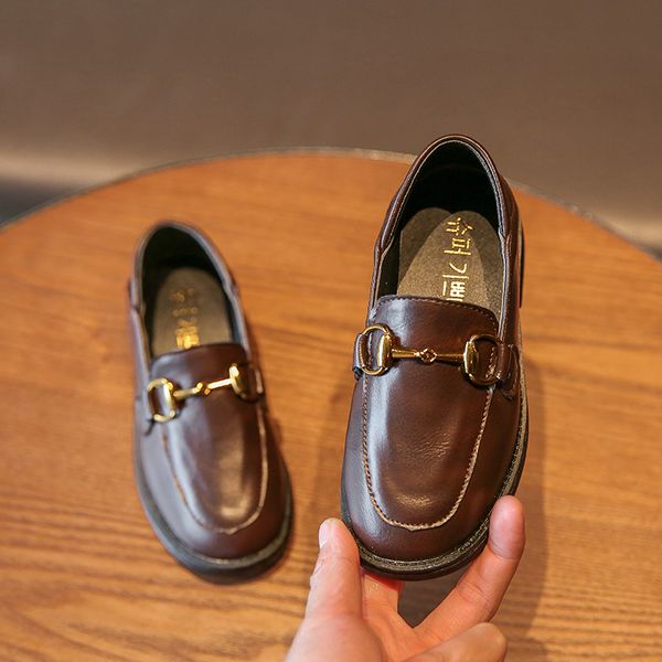 

2020 new children british dress shoes for boys loafers sneakers baby soft kids shoes pu leather casual toddler girls flats shoes, Black