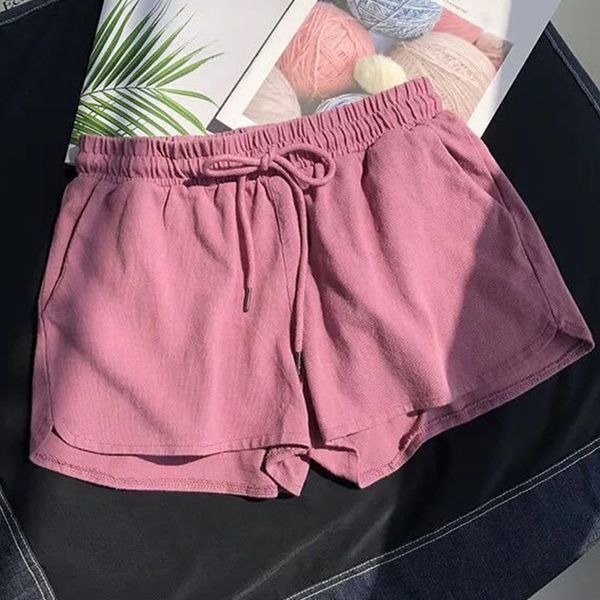 

women's shorts women summer casual solid drawstring high waist loose for girls soft cool female short s-3xl, White;black