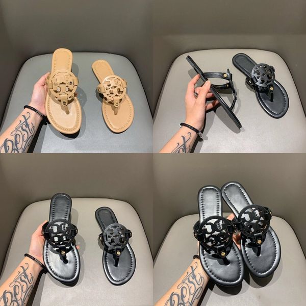 

spring and summer 2020 new ladies leather flat bottom slippers one-word slippers for leisure students outdoor slippers outdoor beach shoe#38, Black