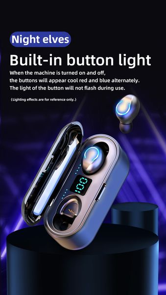 

wireless earphone bluetooth v5.0 tws wireless bluetooth headphone led display with 2000mah power bank headset with microphone