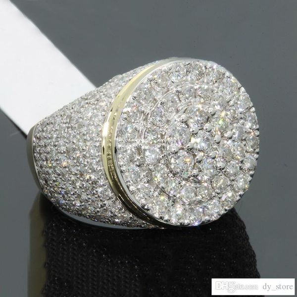 

big round puffed marine micro paved cz ring hip hop rock style full bling iced out cubic zircon ring luxury jewelry gift