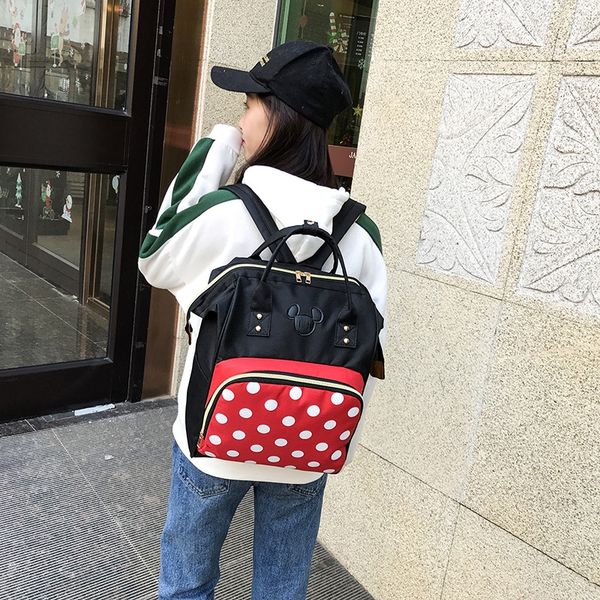 

large clip new 2019 middle school student canvas backpack backpack canvas big bag contrast color mommy bag