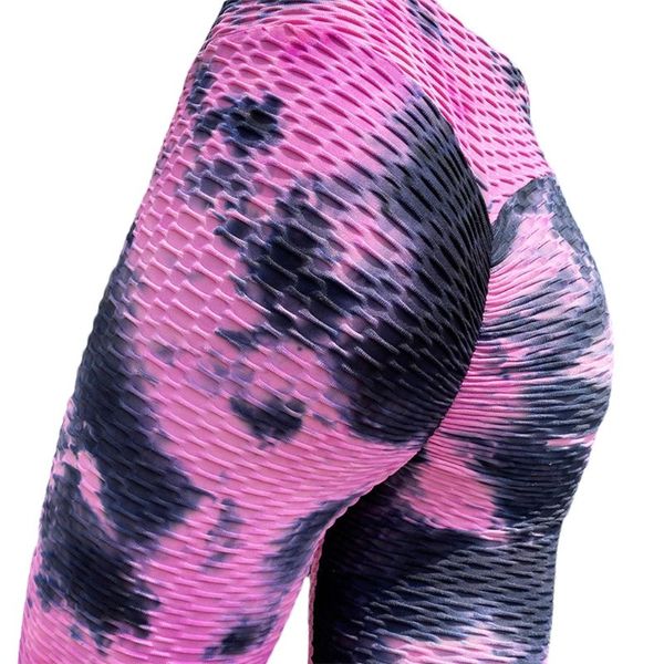 

womens neon tie-dye yoga leggings ruched bulifting push up sports tight pants l9bd, White;red
