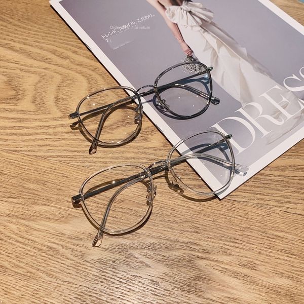 

round ultra light tr90 transparent myopia myopia women's glasses frame small frame men's plain glasses korean fashion, Silver