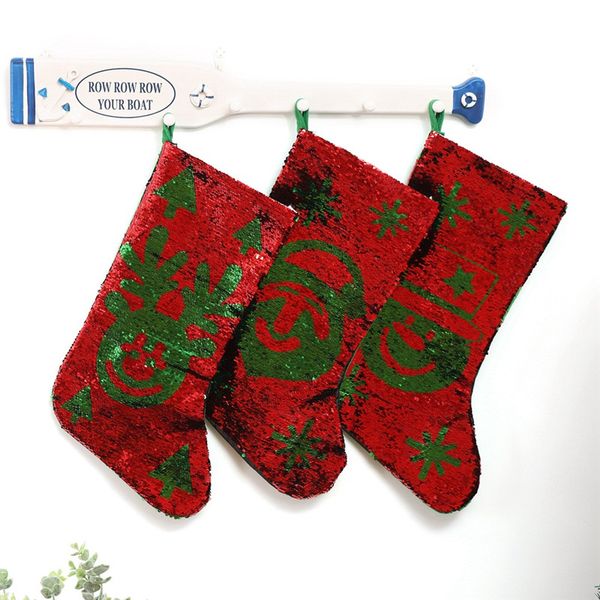 

sequins socks reversible christmas decorative hanging socks xmas gift candy storage stocking christmas tree pendant ornaments bwd767