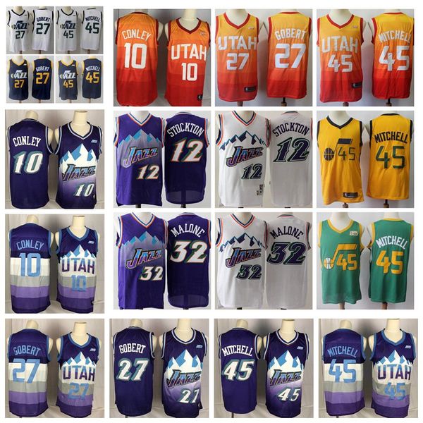 

mens utah nba jazz jerseys donovan mitchell 45 city earned basketball jerseys rudy gobert 10 john stockton karl malone stitched, Black;red