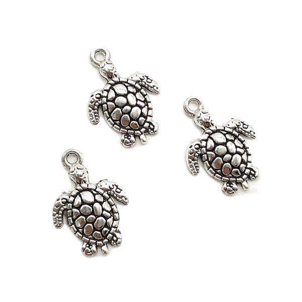 Wholesale 100pcs Sea turtles Antique Silver Charms Pendants Retro Jewelry Making DIY Keychain Pendant For Bracelet Earrings 13*17mm DH0825