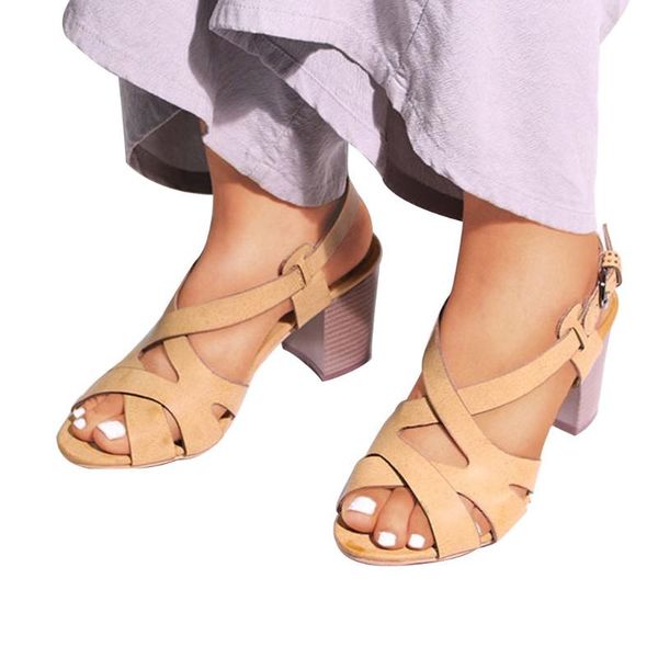

sagace women sandals summer fashion round toe buckle thick heel ladies sandals fish mouth casual non-slip females, Black