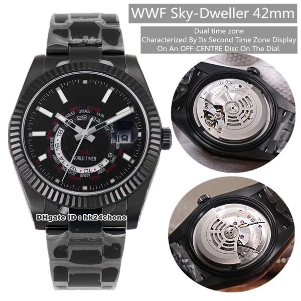 

wwf sky-dweller world timer 2 по diw 42мм стали черный dlc автоматическая мужские часы черный циферблат черный dlc сталь ремешок мужская убо, Slivery;brown