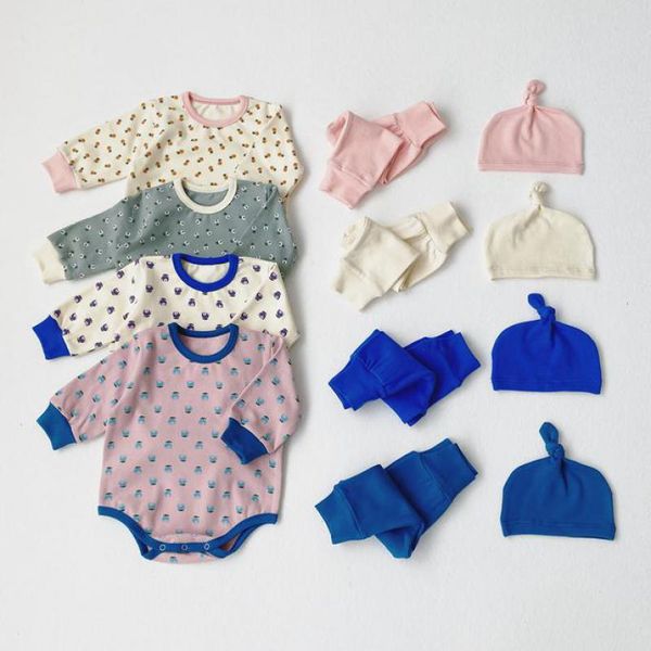 

2020 детские осень одежда для новорожденных baby girl одежда набор хлопка с длинным рукавом bodysuit + поножи + hat 3шт set boy эпикировка, White